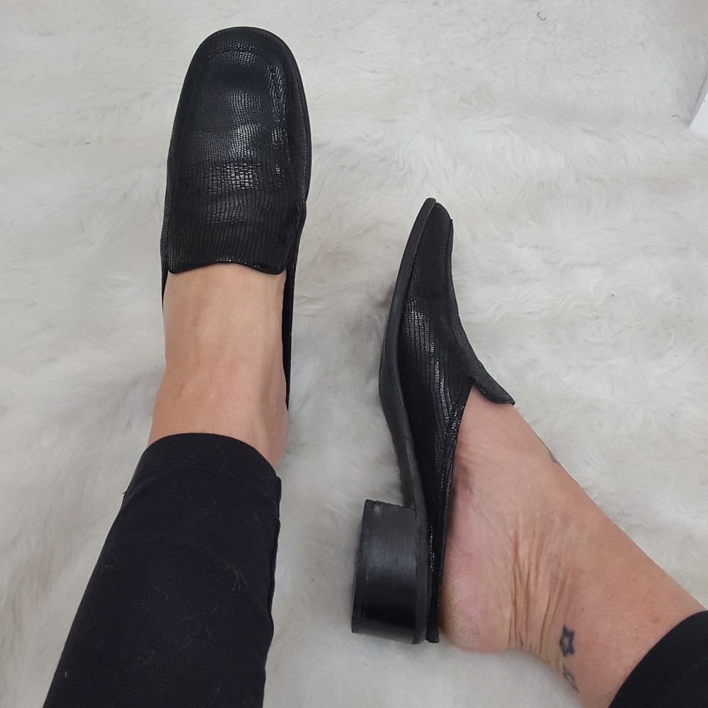 Vaneli - Black Shimmer Leather‎ Mules